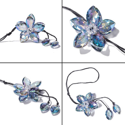 Crystal Flower Rear View Mirror Pendant Car Hanging Ornament Lucky Accessory, Colorful