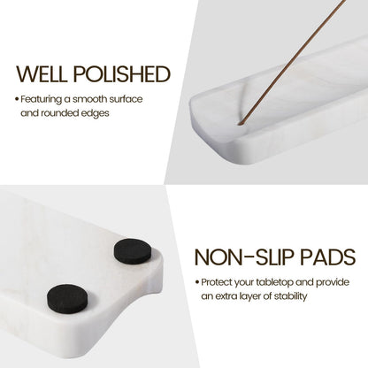 Koville Marble Incense Holder, Incense Holder for Sticks, Incense Sticks Holder Ash Catcher for Meditation Yoga SPA, Natural Stone Incense Burner, Home Table Decor (White)
