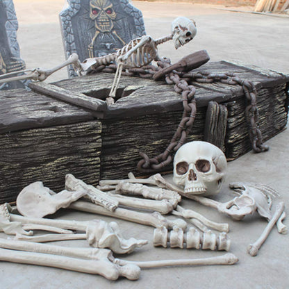 XONOR 28 Pieces Skeleton Bones and Skull for Halloween Decor or Spooky Graveyard Ground Decoration (28PCS)