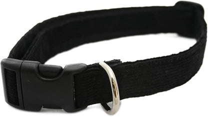 Hemp Corduroy Dog Collar - No Pattern (1" Extra Large, Black)