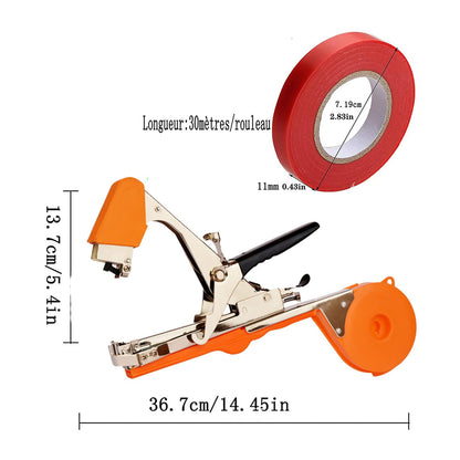 Plant Tying Machine Tool,Vegetable Gardening Tools with 10000pcs Staples 20 Rolls Tape and Replacement Blade for Grapes,Raspberries,Tomatoes,and Vining Gardening Tying Tool(Orange)