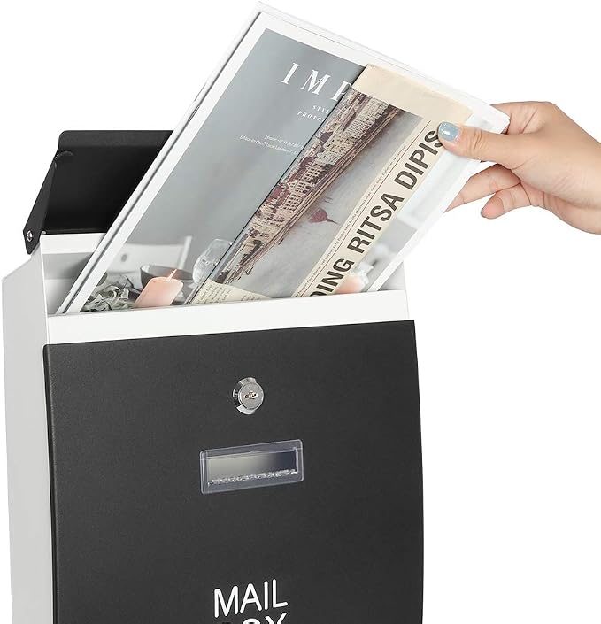 Mail Boxes with Key Lock for Outside,Security Drop Box with Key,Security Key Drop Box for Letters Newspapers, Cards, Wall Mounted Large Capacity Mailbox, 15 3/5" x 10 3/5" x 3 1/2"