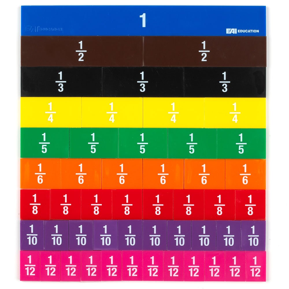 EAI Education Fraction Tiles with Tray: Numbered - Set of 51 (Pack of 2)