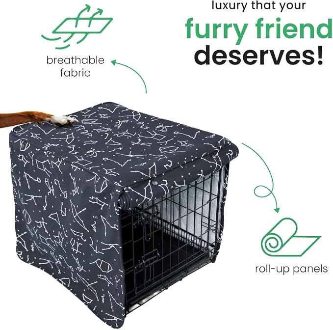 Molly Mutt Rocketman Dog Crate Cover, 100% Cotton Canvas Cover with 2 Roll-Up Panels, Ideal for Dog or Cat Crate, Durable, Washable, and Free of Harmful Chemicals, 36" x 24" x 27"