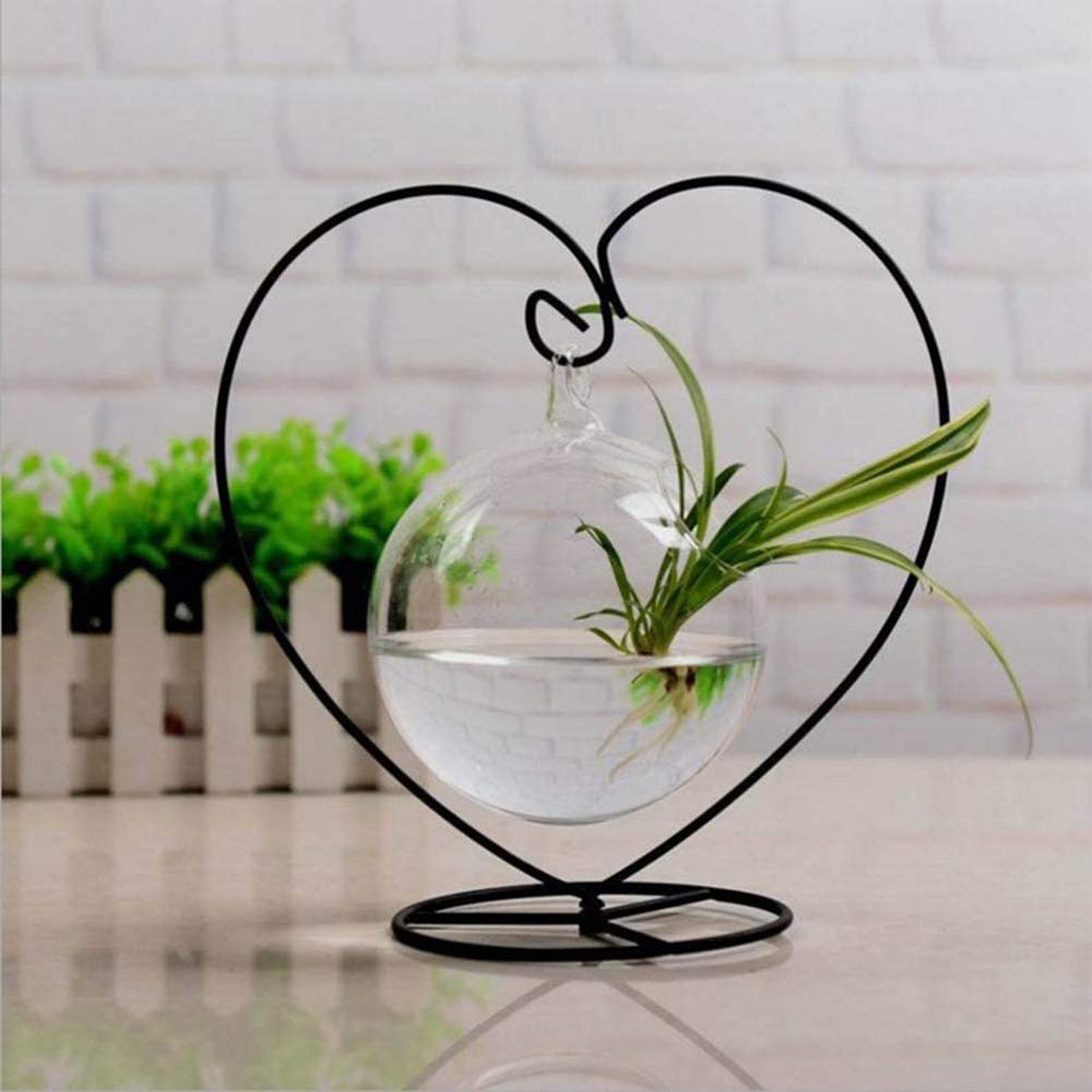 YY YEARCHY Ornament Display Stand Heart Shaped Hook Rack Holder for Hanging Glass Globe Pot Terrarium Witch Ball Home Christmas Wedding Decoration Creative Gift (2, 4.7" x 9" x 9")