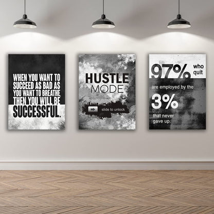 Motivational Painting Wall Art 3 Pieces Canvas Print Success Wall Art for Home Office Living Room Leader Canvas Quotes Inspirational Positive Poster Framed Motivation Artwork [36''Wx 16''H]