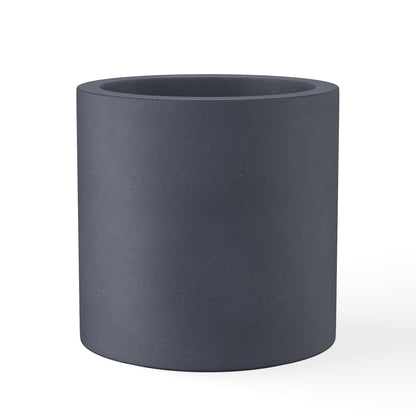 Kante 12.6" Dia Round Concrete Planter, Modern Style Large Cylindrical Plant Pot with Drainage Hole and Rubber Plug for Indoor Outdoor Patio, Dark Gray