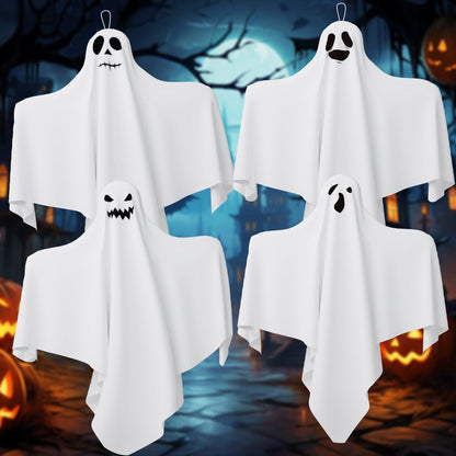 31 Inch Halloween Hanging Ghosts Decoration Outdoor, Indoor Cute Flying White Ghost Decor for Home Halloween Party, Porch, Yard, Garden, Spooky Stuff Props (4 PCS Ghost)