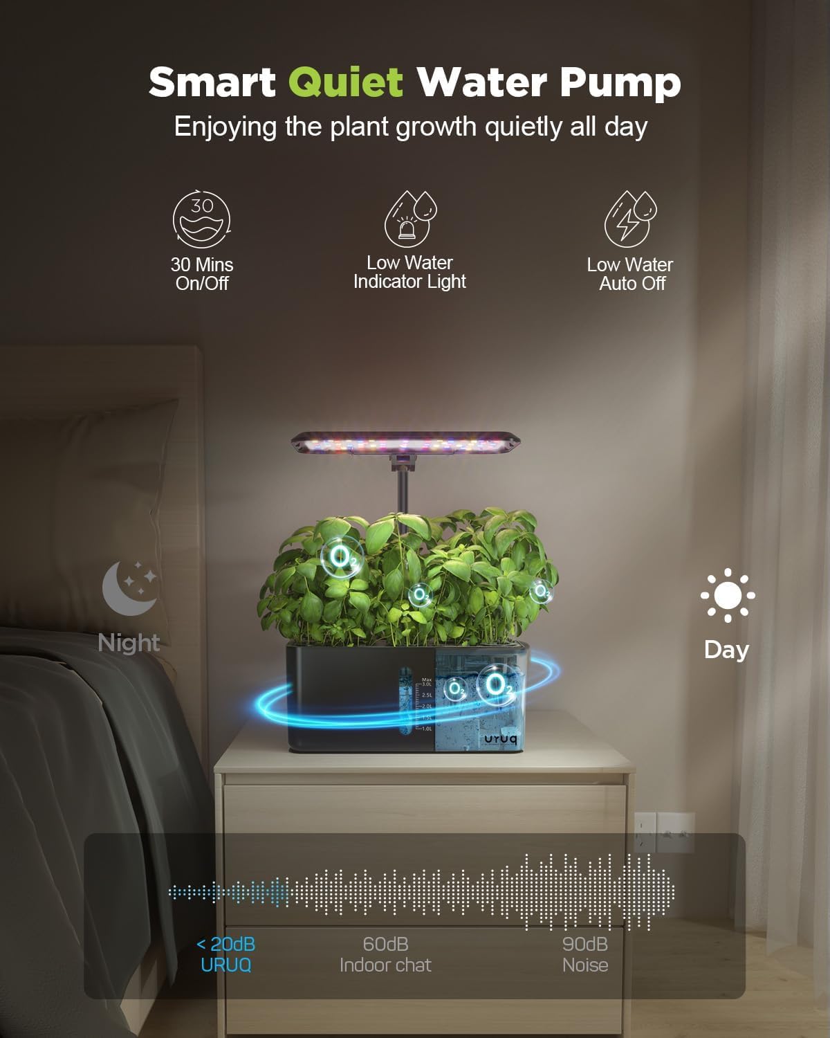 URUQ Hydroponics Growing System Garden: 8 Pods Indoor Herb Garden with Grow Light Plants Germination Kit Quiet Automatic Hydroponic Height Adjustable - Gardening Gifts for Women Kitchen