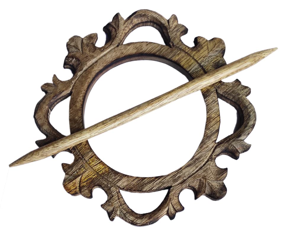 eTroves 7 Inch Wood Curtain Tiebacks Drapery Holdback Set of 2 - Antique Wooden Curtain Hooks, Handmade Rustic Decorative Curtain Holdbacks, Modern Drapery Tiebacks, Brown