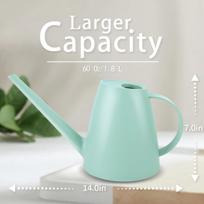 Watering Can for Indoor and Outdoor Plants - Long Spout Water Can for Garden, Flower, House Plants - 1.8L/1/2 Gallon (Green)