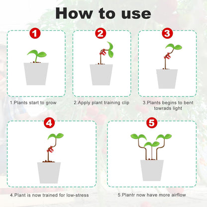artisanstar 120-Pack Plant Training Clips for Low Stress Training - 90-Degree Angle Plastic Plant Stem Support Clips, Reusable Garden Clips for Tomatoes, Vines (Red & Green)