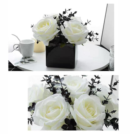 LADADA Artificial Flowers with Small Ceramic Vases