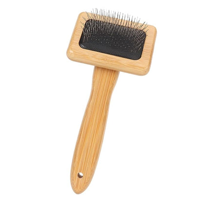 Pet Slicker Brush - Bamboo Dog Floating Hair Removing Wooden Brush with Hole Air Massage Grooming Open Knot Cleaning Slicker Finely Polished for Pet Tapestry (S)