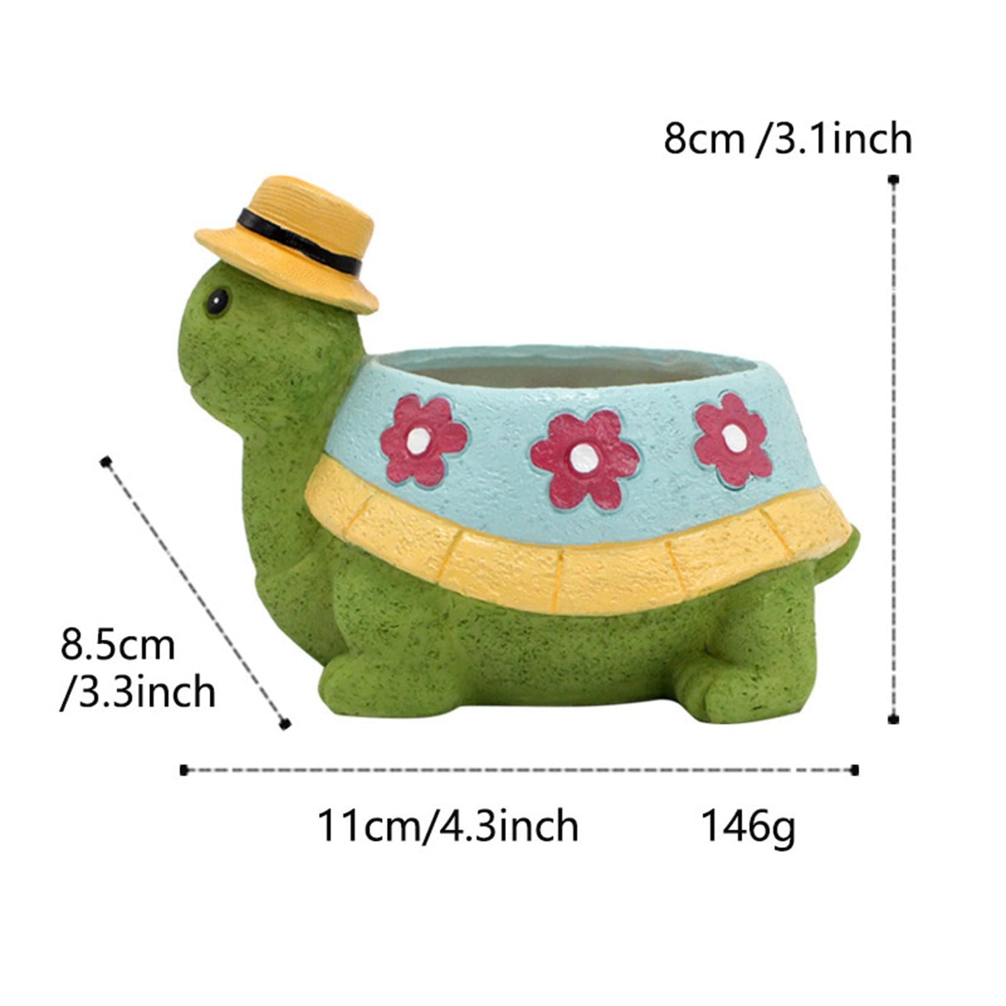 HVEST Small Turtle Planter Pot, Cute Green Animal Garden Pots, Resin Flowerpot Succulent Pots for Family Friends, Funny Unique Planters for Indoor Home Office Desktop Decoration