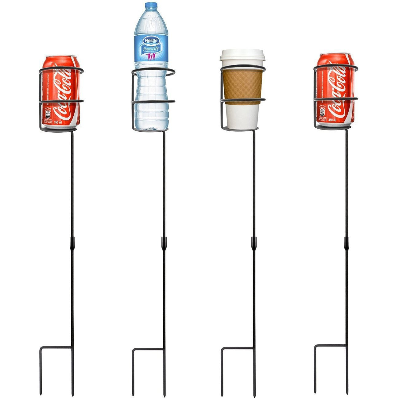 Sorbus® Outdoor Beverage Heavy Duty Drink Holder Stakes, Set of 4- Holds a Variety of Beverages Sizes - Great for Beach, Picnics, Tailgating, and More