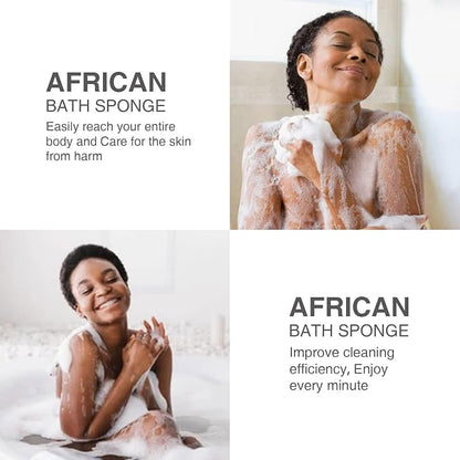 3 Piece Bright Style African exfoliating net Exfoliating Shower Set Long Bath Sponges for Smooth, Refreshed Skin, The Exterior Gleams - Ideal for Daily Use (Bright Yellow, Pink, Purple)