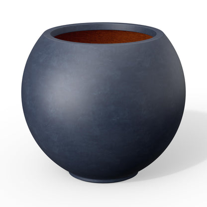 Kante Round Concrete Flower Pot, 11 Inch Dia (7.9" Opening) Sphere Shape Design Planter with Drainage Hole and Rubber Plug for Indoor & Outdoor Plants, Charcoal Finish with Painted Interior