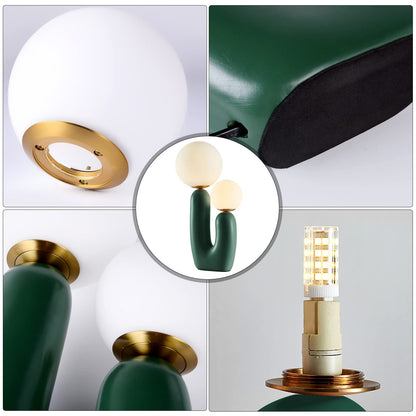 Arturesthome Nightstand Desk Lamp, Creative Nordic Living Room Bedside Bedroom Table Lamp with Light Bulbs, Green