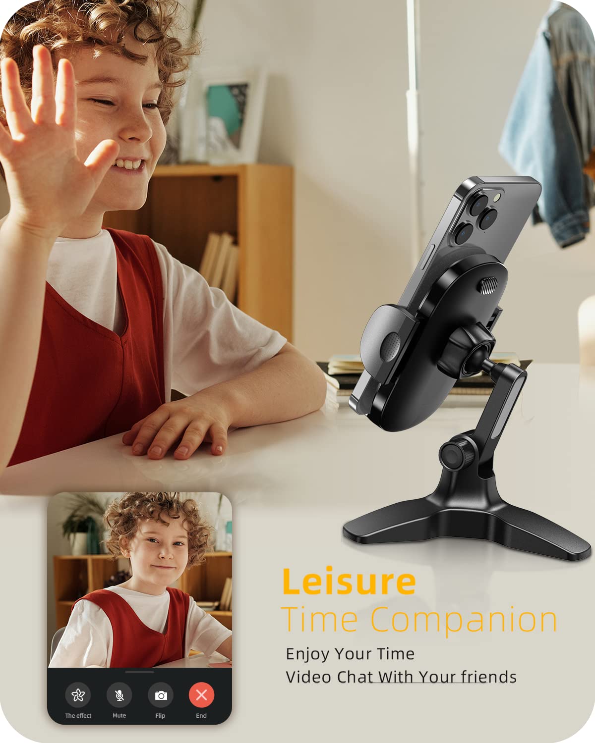 APPS2Car Heavy Duty Phone Stand - Adjustable Desktop Holder for Video Calls, Compatible with 4.7-6.8" Smartphones & Thick Cases, Perfect for Home Office