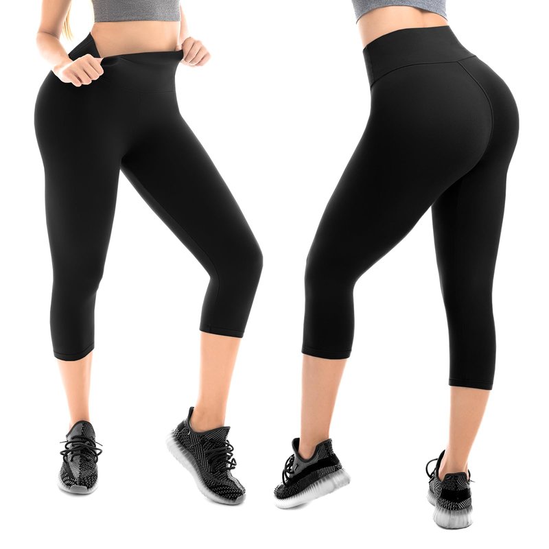 Walifrey Capri Leggings for Women, Buttery Soft High Waisted Leggings for Gym Yoga Workout (Brown XXL)