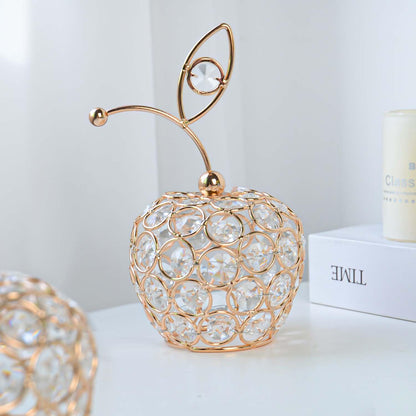 Kehail Set of 3 Elegance Crystal Metal Pineapple Pear Table Centerpiece Handmade Crystal Candlestick Hollow Fruit Ornament Home Party Wedding Holiday Decoration (Gold, Set of 3)