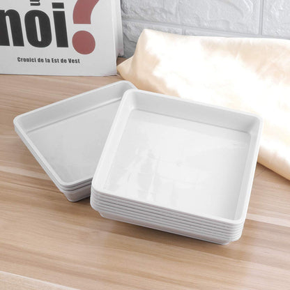 Yardwe 10Pcs Square Plant Saucers, Plastic Drip Tray for Potted Plants, Indoor & Outdoor Flower Pot Water Catcher, 5.9 X 5.9 X 0.9 Inch, White