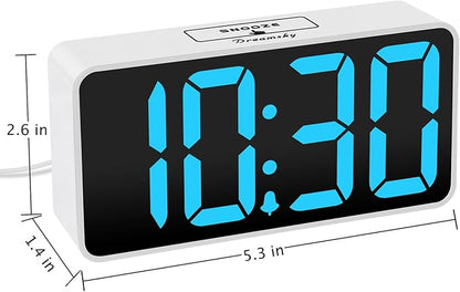 DreamSky Small Digital Alarm Clock for Bedroom with Large Big Numbers | Electric Bedside Desk Clock with USB Charging Port, Brightness Dimmer, Adjustable Alarm Volume, USB-C Adapter Powered