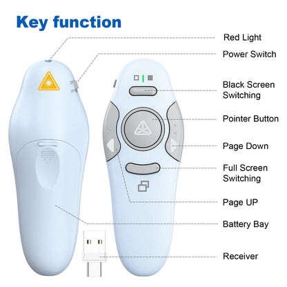 QUI Presenter Clicker USB A&C Bundle | Pen-Shaped Black & Remote-Shaped Blue