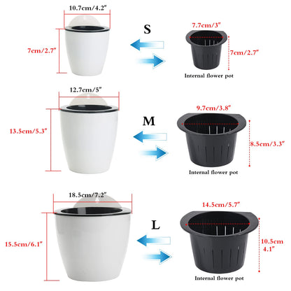 Sungmor Self Watering Wall Planter - Modern White & 3PC Pack & Large Size - Indoor Outdoor Vertical Flower Pot - Wall Mounted Window Hanging Pot - Water Storage Space Design Container