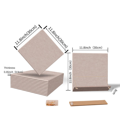 12 Pack Bulletin Boards 48" x 36" Alternative Cork Board for Office,Built-in Storage Device，Large Cork Boards for Walls ， Felt Wall Tiles, Contains Removable Security Stickers and PushPins (F-Beige)