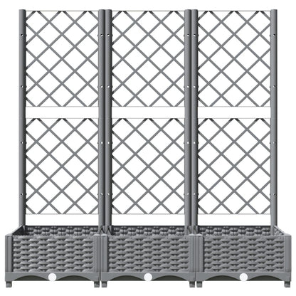 Logeirevo Plastic Garden Planter with Trellis, Outdoor Raised Garden Bed Free-Standing Trellis Planter Box for Vine Climbing Plants Flowers, Light Gray 47.2"x15.7"x47.8" PP,-1745