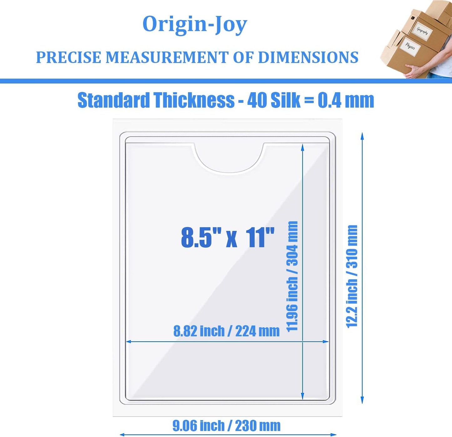 Origin-Joy 35 PCS Self Adhesive Index Card Pockets with Top Open, Clear Plastic Label Holder for Cards of Note, Library and Business, Adhesive Label Pockets & Card Holder (8.5 x 11 inch)