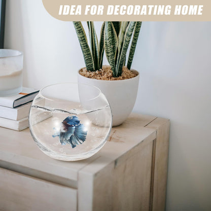 Baluue Round Glass Fish Bowl 5.90 Inch Clear Bubble Vase Terrarium Planter for Hydroponic Plants Flower Display Home Office Decor Compact Design