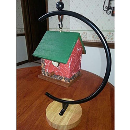 YY YEARCHY Large Ornament Display Stand for Hanging Glass Terrarium with Wood Base Creative Decoration for Home Garden Wedding Party Festival (G Shaped-Black)