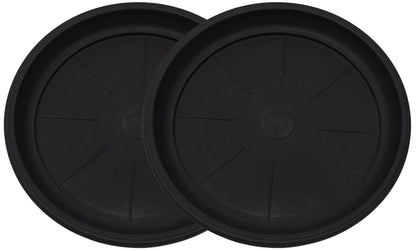 Sapphire USA 11" Decorative Heavy Duty Tray/Saucer (2 Pack) Pot/Planter Base for Indoor/Outdoor Decor (11 inches, Black)