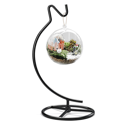 TSUMAZURE Ornament Display Stand with Hook, 11" Black Iron Hanging Stand for Air Plants, Glass Balls, Witch Balls, Terrariums, Christmas & Wedding Decorations, Home & Office Decor (black)