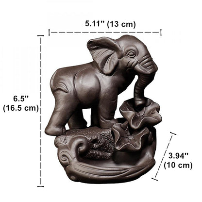 Backflow Incense Holder Burner Handmade Ceramic Incense Cones Sticks Holder Home Decor Waterfall Backflow Incense Burner Censer + 10 Backflow Incense Cones Gift (Elephant)