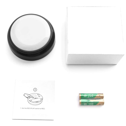 Recordable Button, Sound Button Record Talking Button Answer Buzzers Funny Buttons Record Your Own Words with 30s Voice Recording Time Also Used for Dog Training - White and Black (Battery Included)