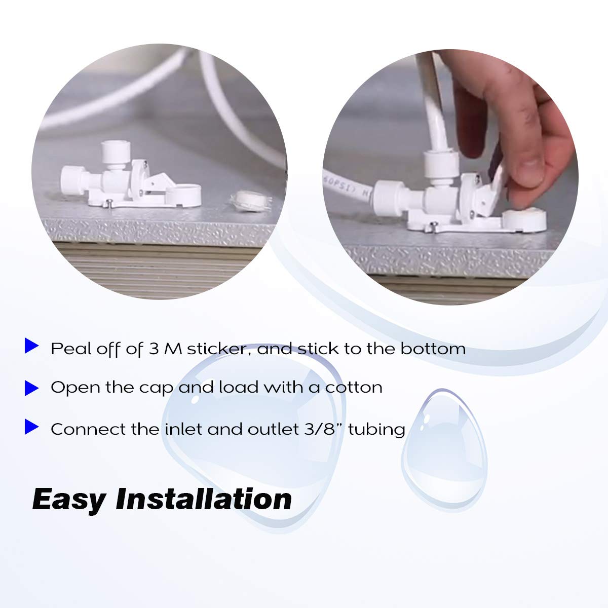 Frizzlife LSV02 Leak Stop Valve for PD600 Undersink Reverse Osmosis - 3/8' Quick Connect Leak Detector, Automatic Water Shut Off Protection (Pack of 4)
