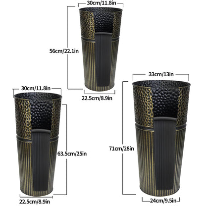 2 Pcs Pack 22 Inches Metal Tall Tapered Planter Pots Large Galvanized Steel Round Planter Flower Pot with Drainage Holes for Indoor Outdoor Deck Porch Garden Home Patio Front Door (Antique Bronze, S)