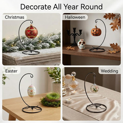 HOHIYA 4 Pack Black Ornament Display Stand 9.5” Twist Wire Holders for Glass Terrarium Air Plants Christmas Halloween Easter Ornaments Tabletop Metal Display Rack