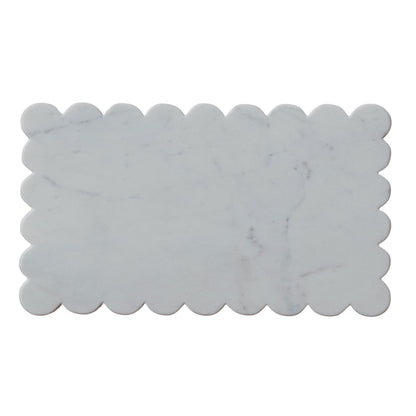 Creative Co-Op Marble Cheese Board with Scalloped Edge, White