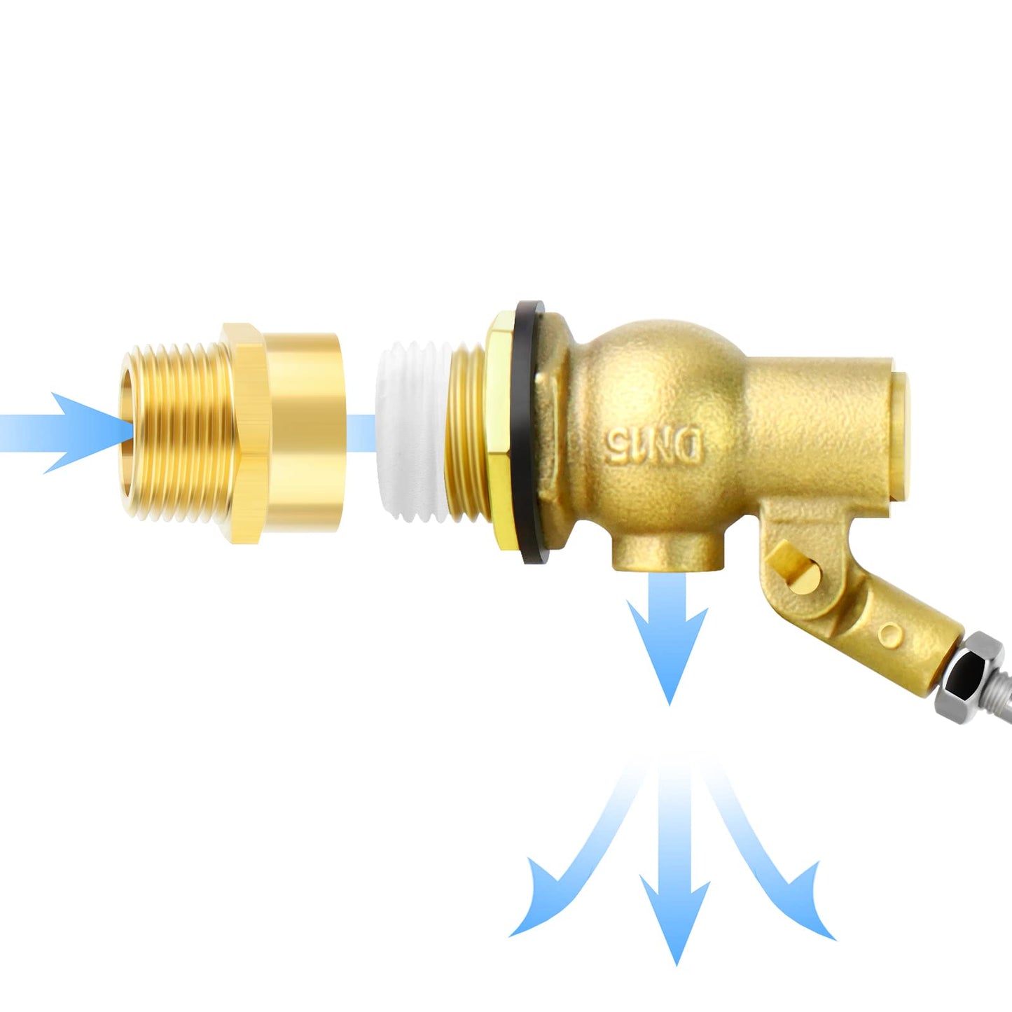 GASHER 2PCS 1/2" 304 Stainless Steel Float Ball Valve with 1/2"G Female x 1/2"NPT Male Adapter, DN15 Adjustable Water Tank Float Ball Valve for Stock Tank Pool Water Level Control