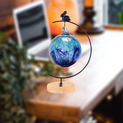 YY YEARCHY Rustic Ornament Display Stand with Rabbit Decoration Air Plants Holder Terrariums Hanging Planter Stand Iron Wire Hanging Pot Hook for Home Decor Ornaments Glass Globe Witch Ball