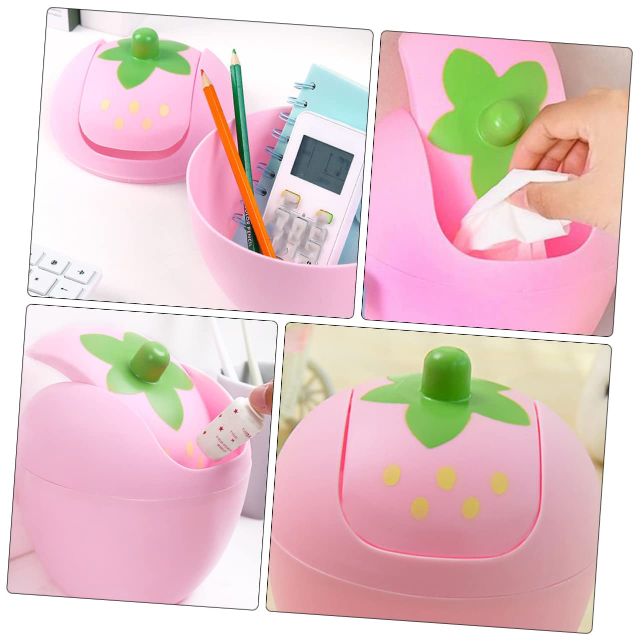 NUOBESTY Mini Desktop Trash can with Swing Lid 6.49X5.70X5.70In Compact Plastic Waste Bin for Office Car Kitchen Countertop