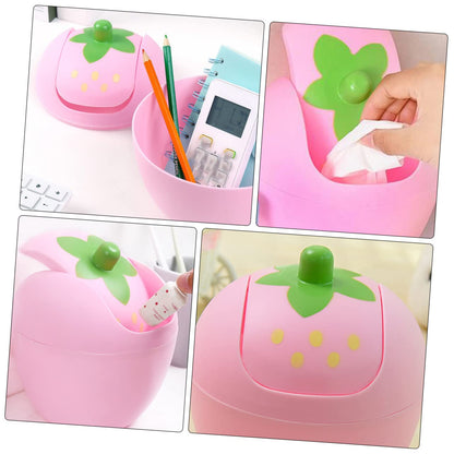 NUOBESTY Mini Desktop Trash can with Swing Lid 6.49X5.70X5.70In Compact Plastic Waste Bin for Office Car Kitchen Countertop