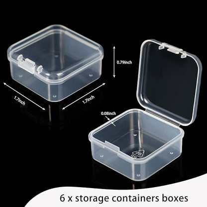 Jetec 6 Pieces Mini Plastic Clear Beads Storage Containers Box for Collecting Small Items, Beads, Jewelry, Business Cards, Game Pieces, Crafts (1.7 x 1.7 x 0.8 Inch)