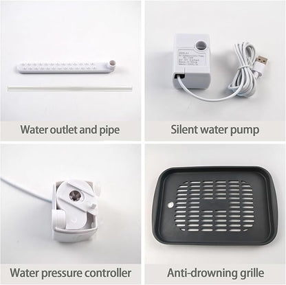 PINVNBY Automatic Bird Bath Shower for Cage,Parrot Bath Box with Pump,Parakeet Bathtub Electric Fountain Circulating Water Contains USB Power Plug for Cockatiel Lovebird Conure Budgie(Gray)