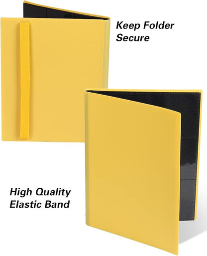 GEAoffice Card Binder, 9 Pockets Trading Card Album Folder, 360 Side Loading Pocket Binder for Sports&Game Cards, MTG and Other TCG, Yellow